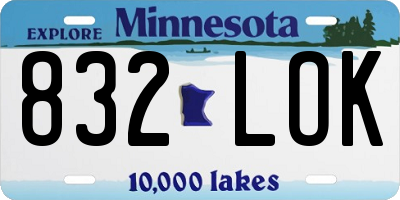 MN license plate 832LOK