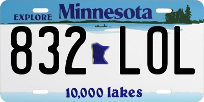 MN license plate 832LOL