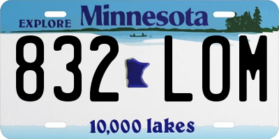MN license plate 832LOM