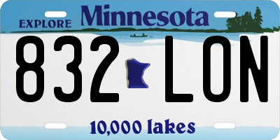 MN license plate 832LON