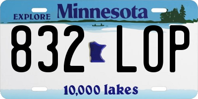 MN license plate 832LOP