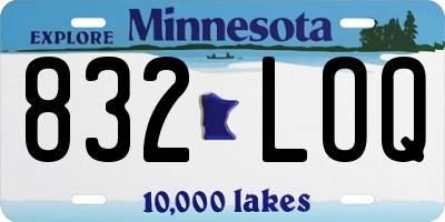MN license plate 832LOQ