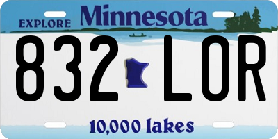 MN license plate 832LOR