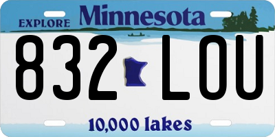 MN license plate 832LOU