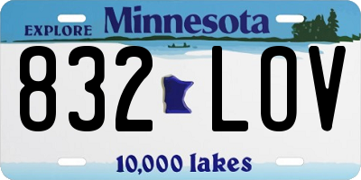 MN license plate 832LOV