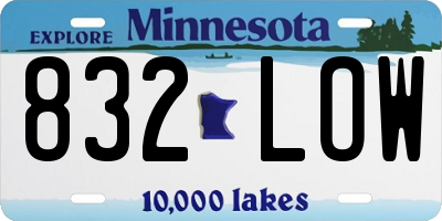 MN license plate 832LOW
