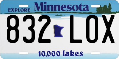 MN license plate 832LOX