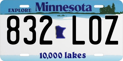 MN license plate 832LOZ