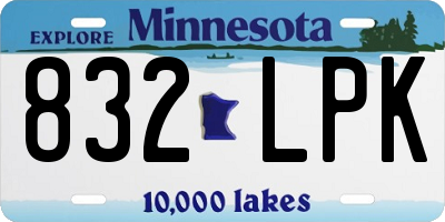 MN license plate 832LPK