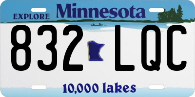 MN license plate 832LQC