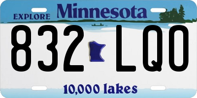 MN license plate 832LQO