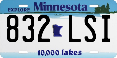 MN license plate 832LSI
