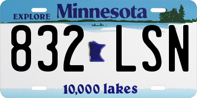 MN license plate 832LSN