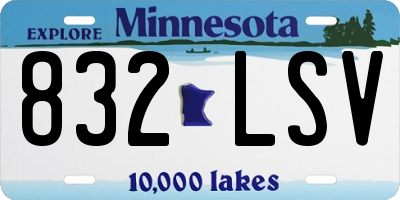 MN license plate 832LSV