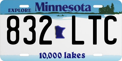 MN license plate 832LTC