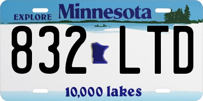MN license plate 832LTD