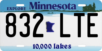 MN license plate 832LTE
