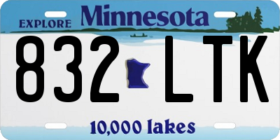 MN license plate 832LTK