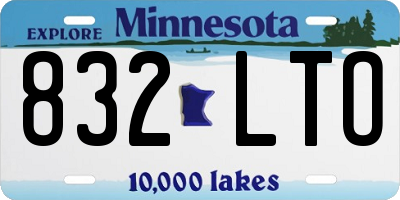 MN license plate 832LTO
