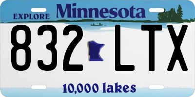 MN license plate 832LTX