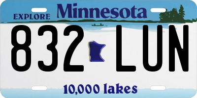 MN license plate 832LUN