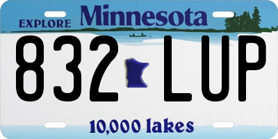 MN license plate 832LUP