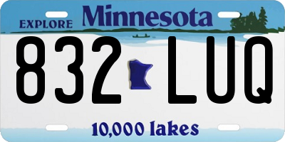 MN license plate 832LUQ