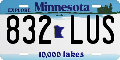 MN license plate 832LUS