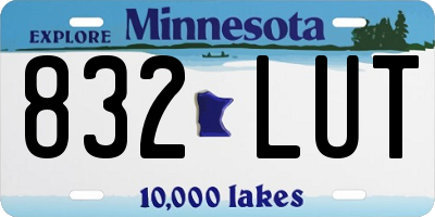 MN license plate 832LUT