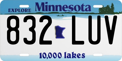 MN license plate 832LUV