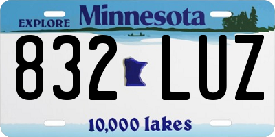 MN license plate 832LUZ
