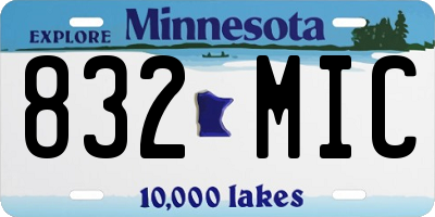 MN license plate 832MIC