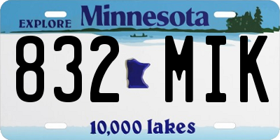 MN license plate 832MIK