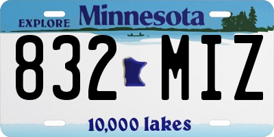 MN license plate 832MIZ