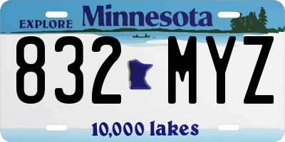 MN license plate 832MYZ