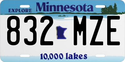 MN license plate 832MZE