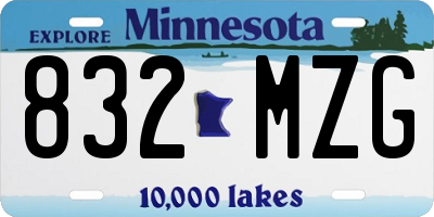 MN license plate 832MZG