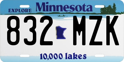 MN license plate 832MZK