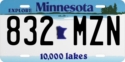 MN license plate 832MZN