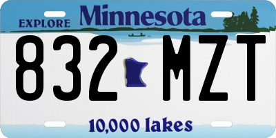 MN license plate 832MZT