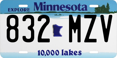 MN license plate 832MZV
