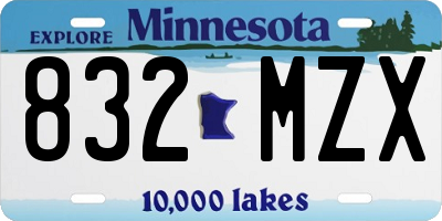 MN license plate 832MZX