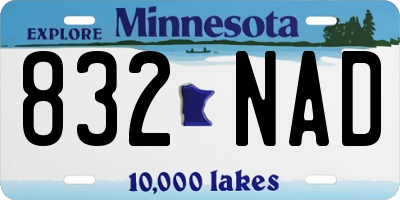 MN license plate 832NAD