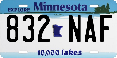 MN license plate 832NAF