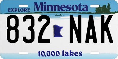MN license plate 832NAK