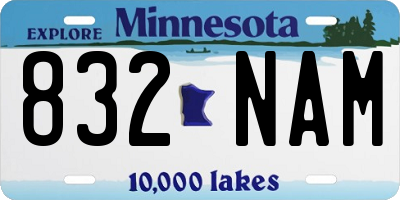 MN license plate 832NAM