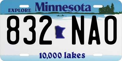 MN license plate 832NAO