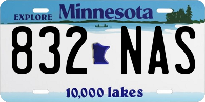 MN license plate 832NAS