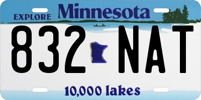 MN license plate 832NAT