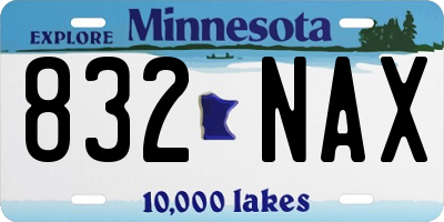 MN license plate 832NAX